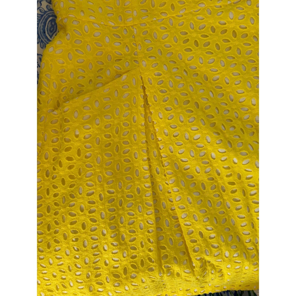 Lilly Pulitzer Cotton Yellow Eyelet Strapless Dress Size 6 Fit & Flare - Picture 6 of 10